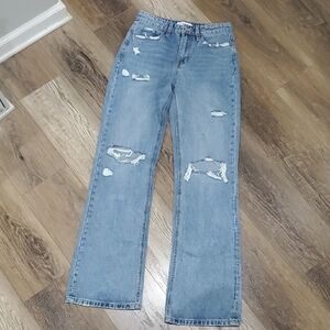 Flying Monkey Light Blue Distressed Flare Jeans